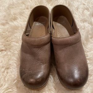 Brown leather Dansko Clogs